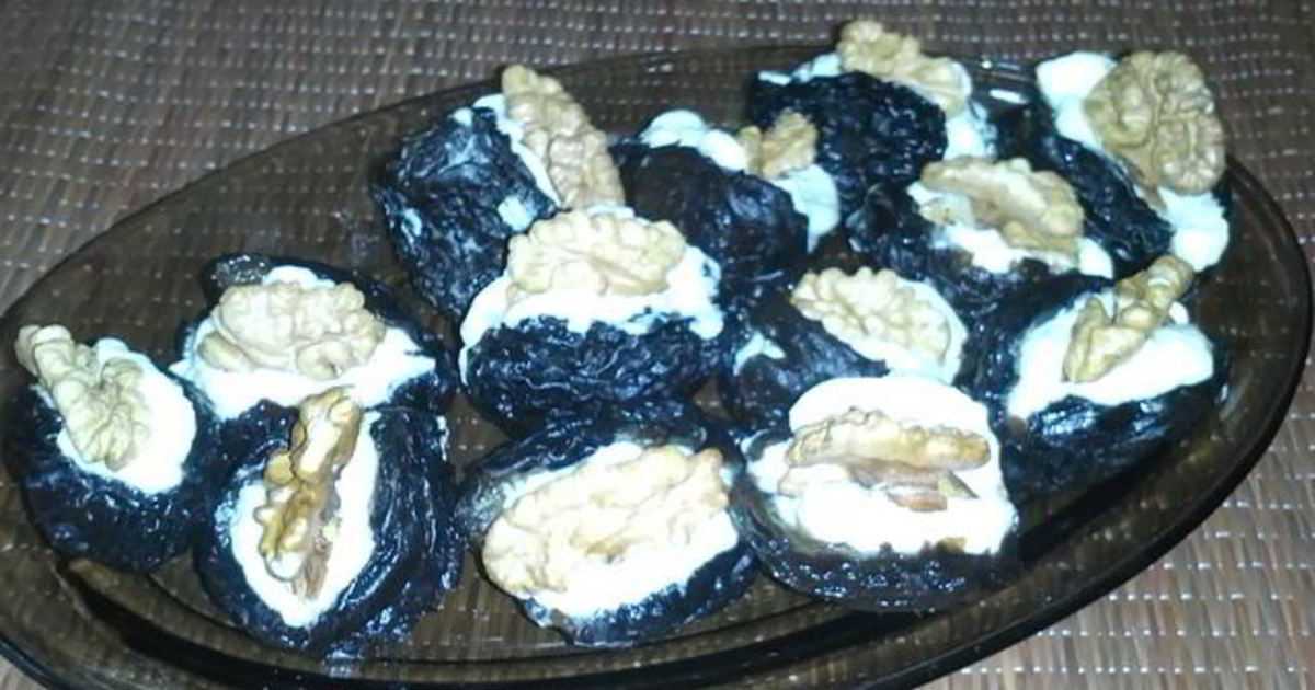 Чернослив с грецким орехом - как правильно нафаршировать и приготовить со сметанным или сливочным кремом